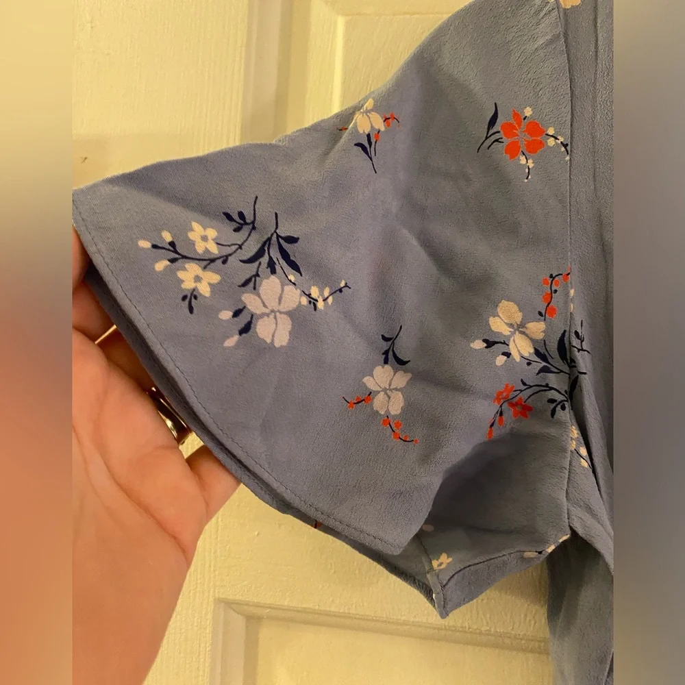 Madewell Button Wrap Midi Dress in Aloha Floral Size 2, Blue - Picture 6 of 11